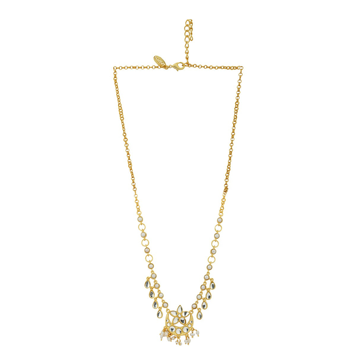 Chaand Phool Necklace | Gold Plated Mirror Polki