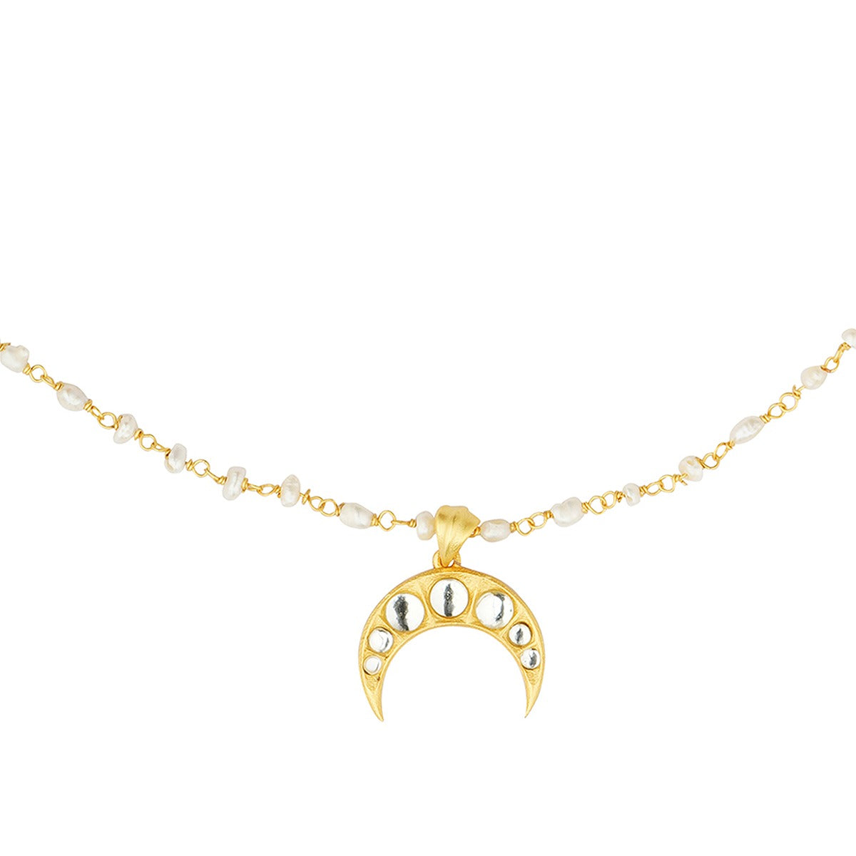 Chaand ka Nagma Necklace | Gold Plated Mirror Polki