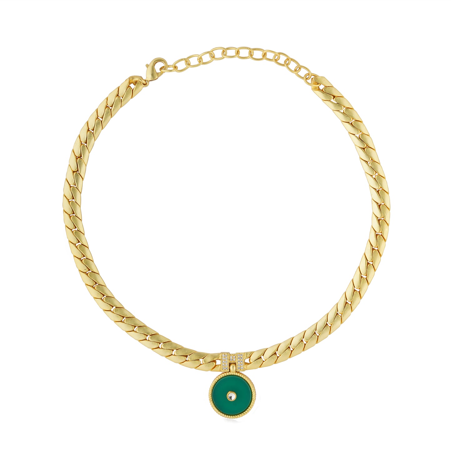 Modern Begum Necklace | Gold Plated Green Onyx