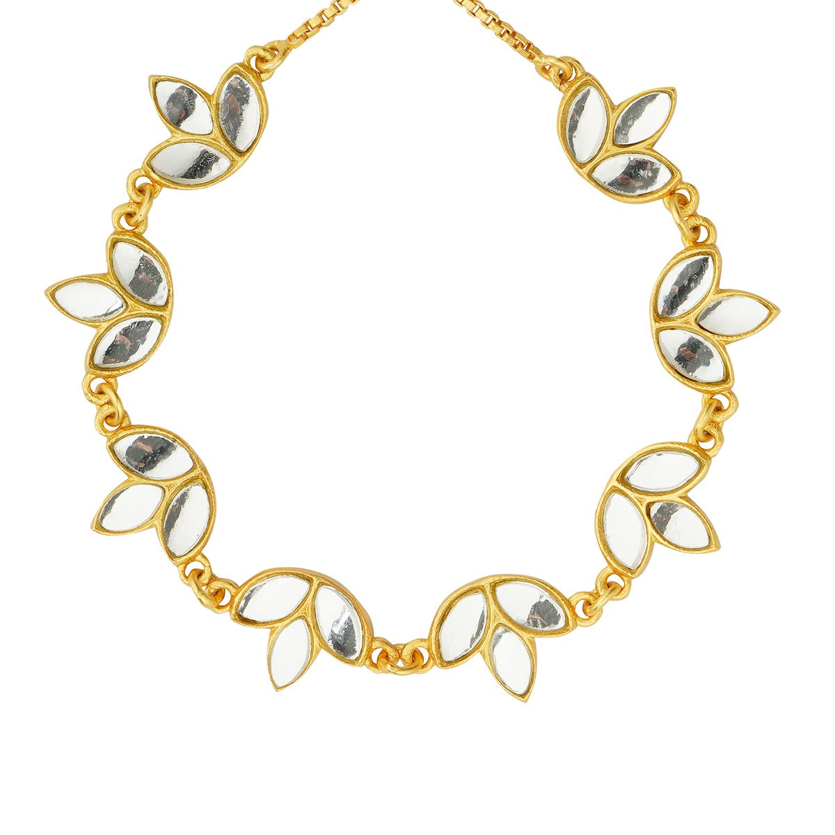 Padma Bracelet | Gold Plated Mirror Polki