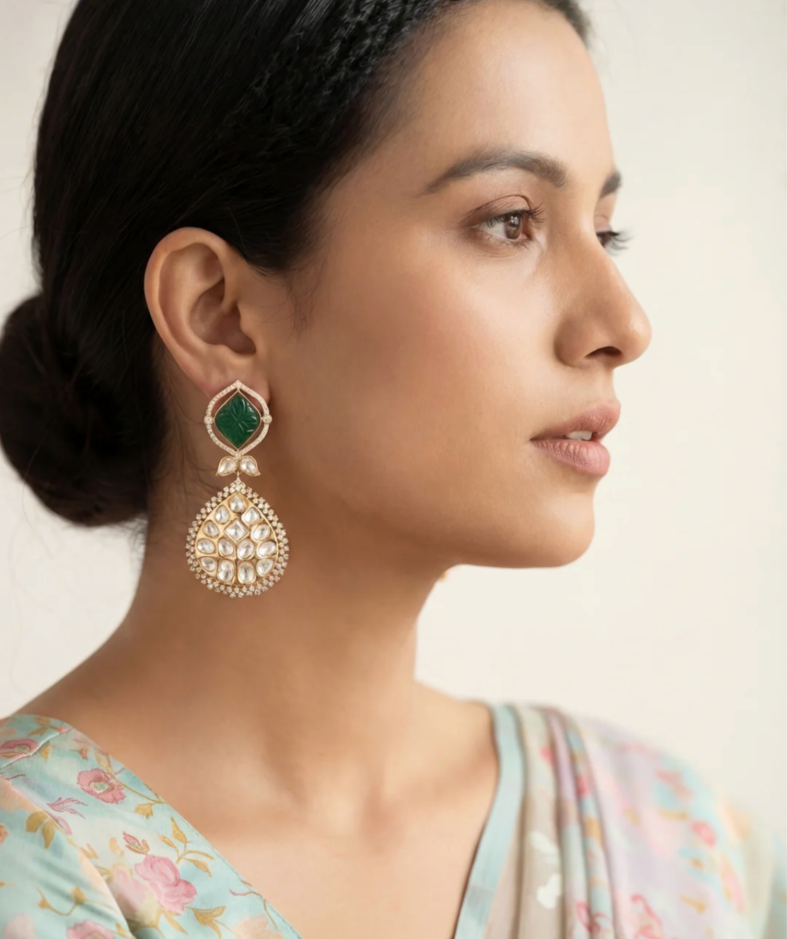 Gauhar Green Kundan Earrings