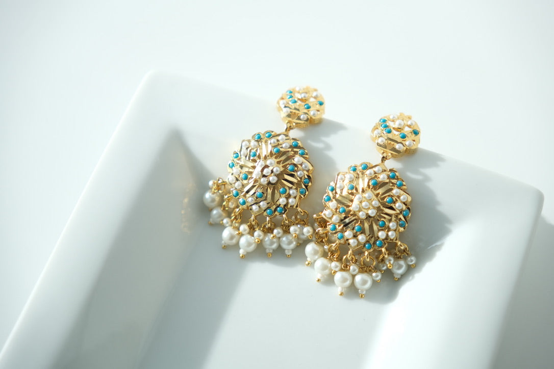 Firozi Jadau Earrings