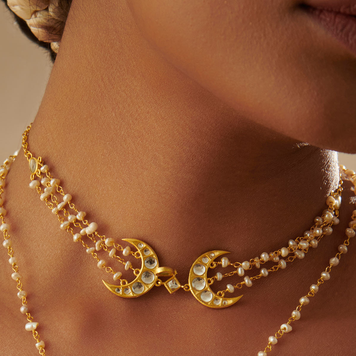 Chaand Roop Choker | Gold Plated Mirror Polki