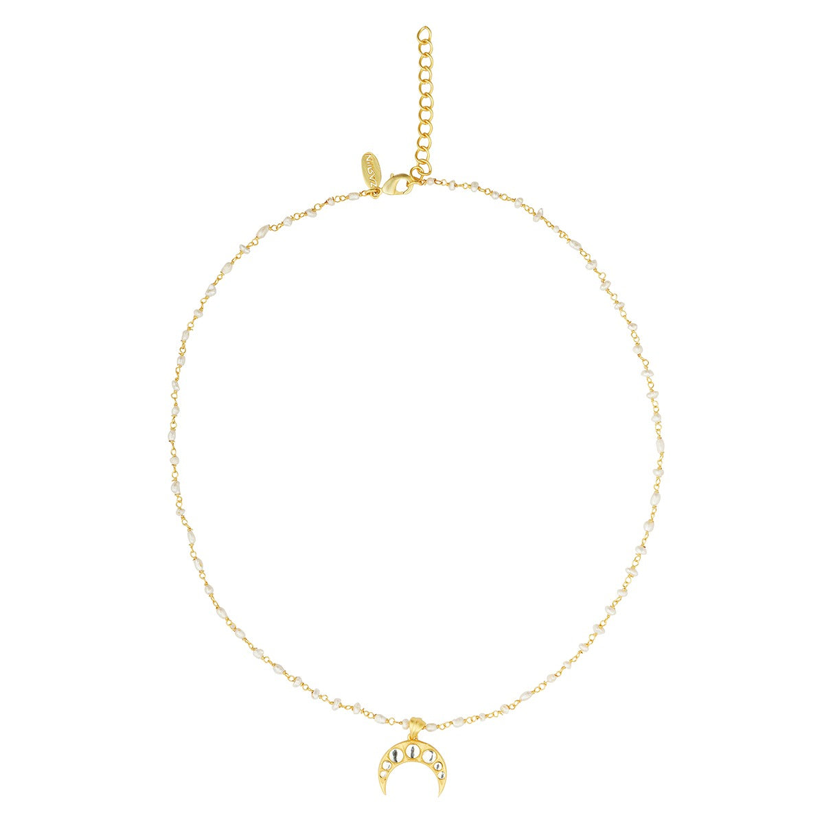 Chaand ka Nagma Necklace | Gold Plated Mirror Polki
