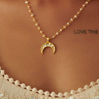 Chaand ka Nagma Necklace | Gold Plated Mirror Polki