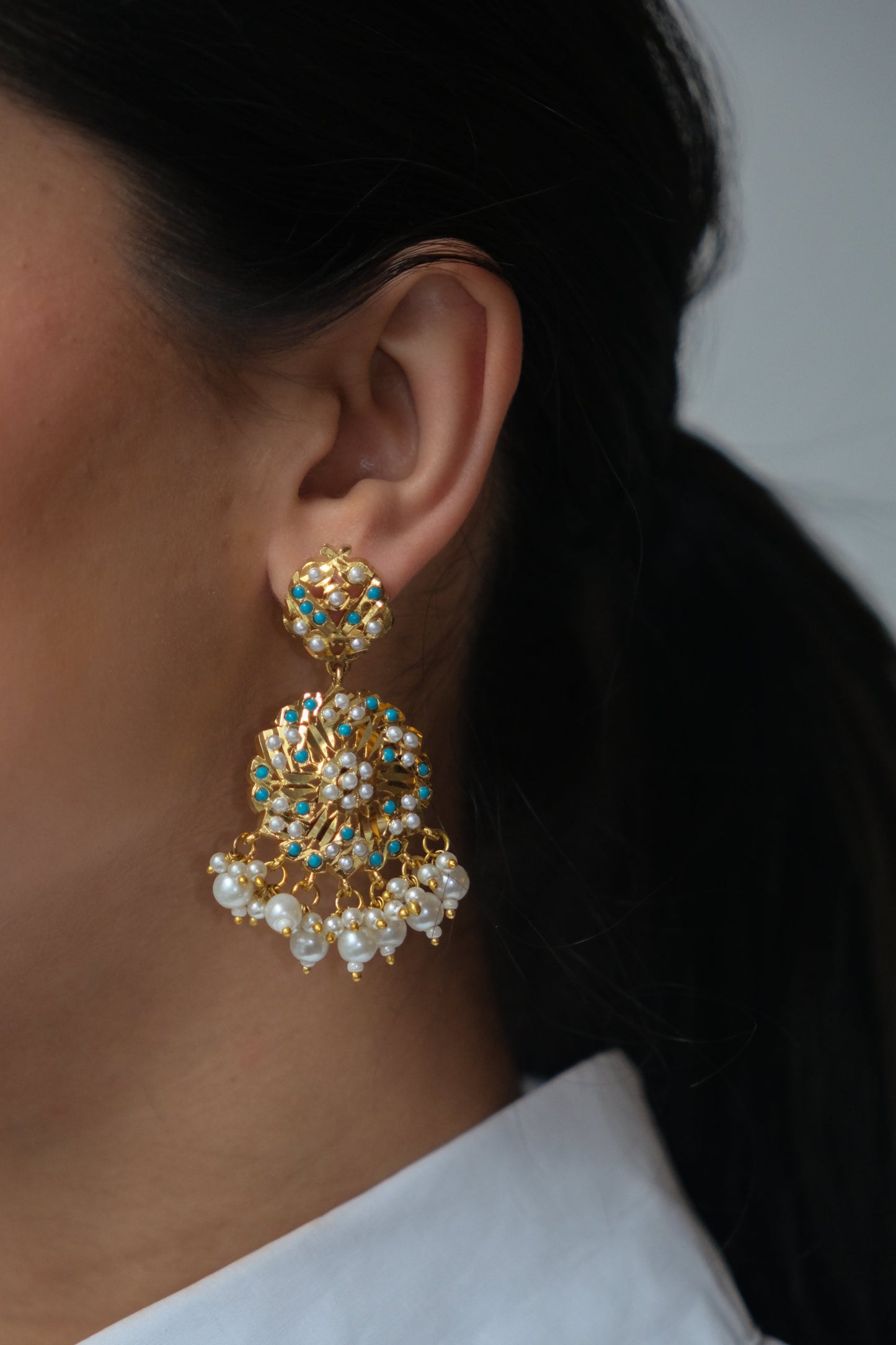 Firozi Jadau Earrings