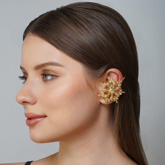 Floral Bling Ear Cuffs | Gold Plated