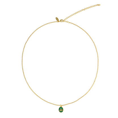 In Her Footsteps Necklace | Gold Plated Green Onyx
