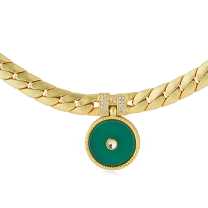 Modern Begum Necklace | Gold Plated Green Onyx