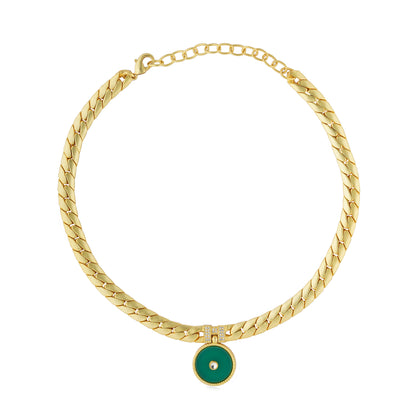 Modern Begum Necklace | Gold Plated Green Onyx