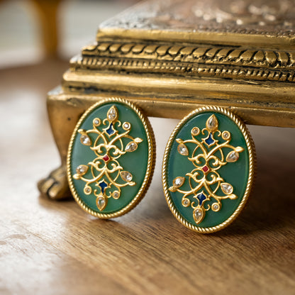 Reflection of You Stud Earrings | Gold Plated Green Onyx