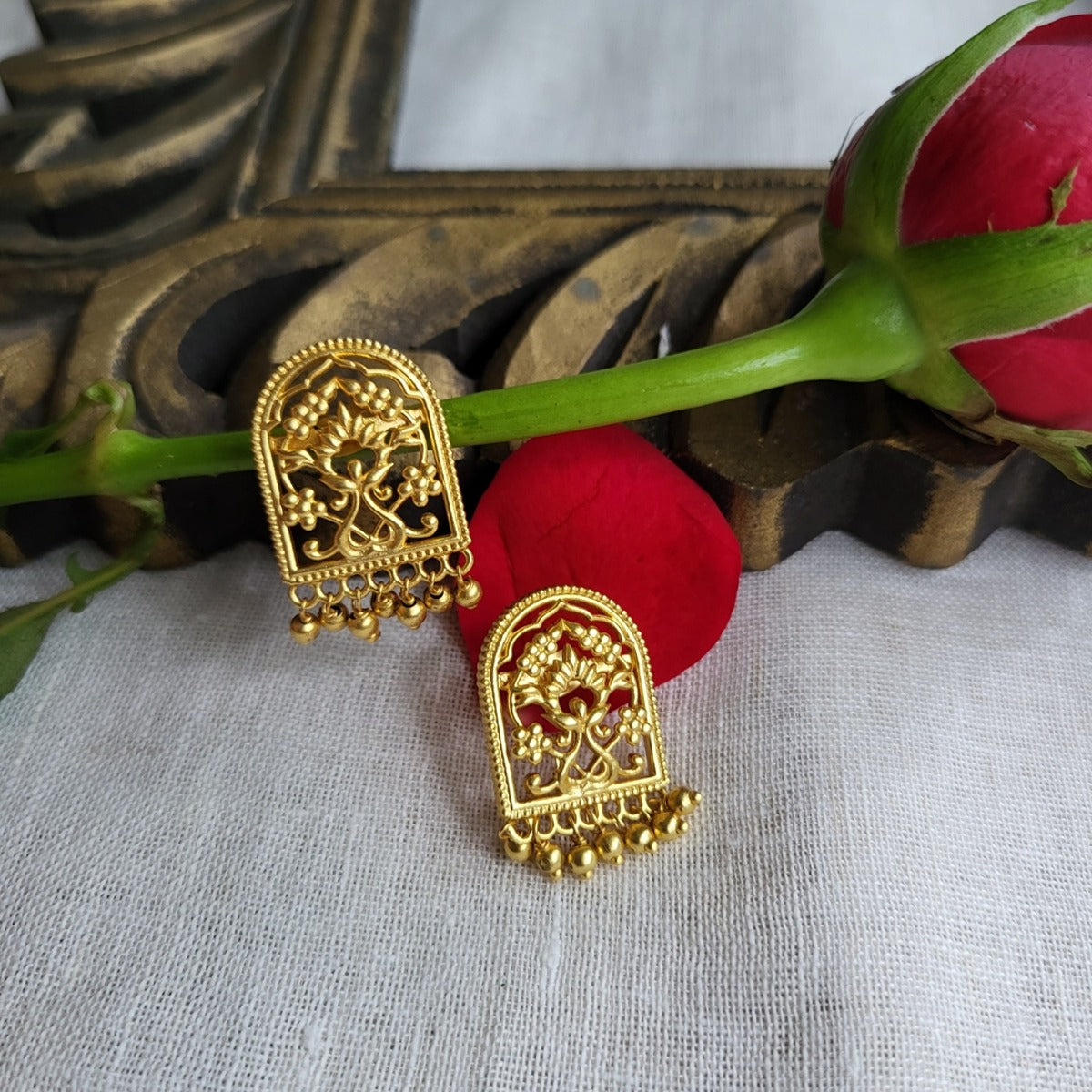 Timeless Treasures Filigree Stud Earrings | Gold Plated