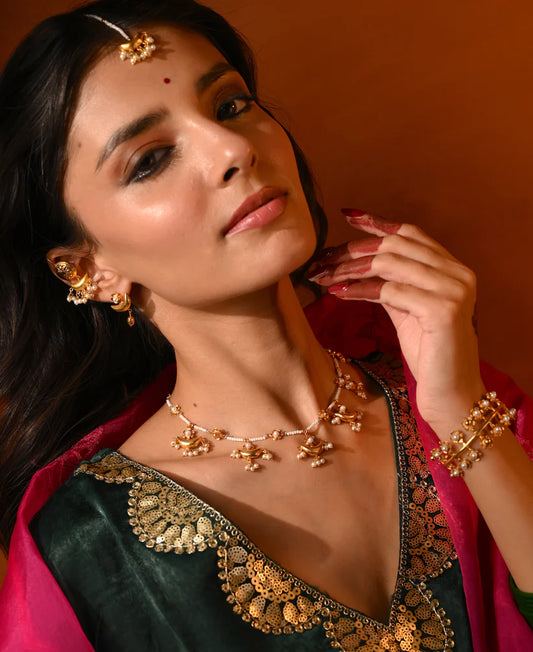 Chaand Neckpiece | Gold Plated